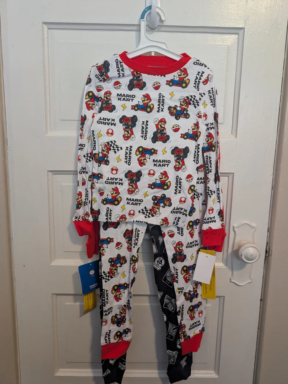 Nintendo Mario Kart Kids Long-Sleeve Cotton Pajama Matching Set 4 Pieces Size 6